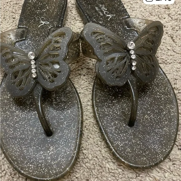 COACH Elegant plastic Black Butterfly Sandals with rhinestones size 7 - Picture 4 of 5